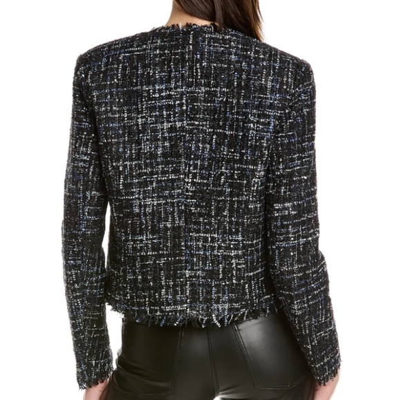 Bagatelle Navy Silver Metallic Tweed Biker Jacket sz small - Picture 4 of 8